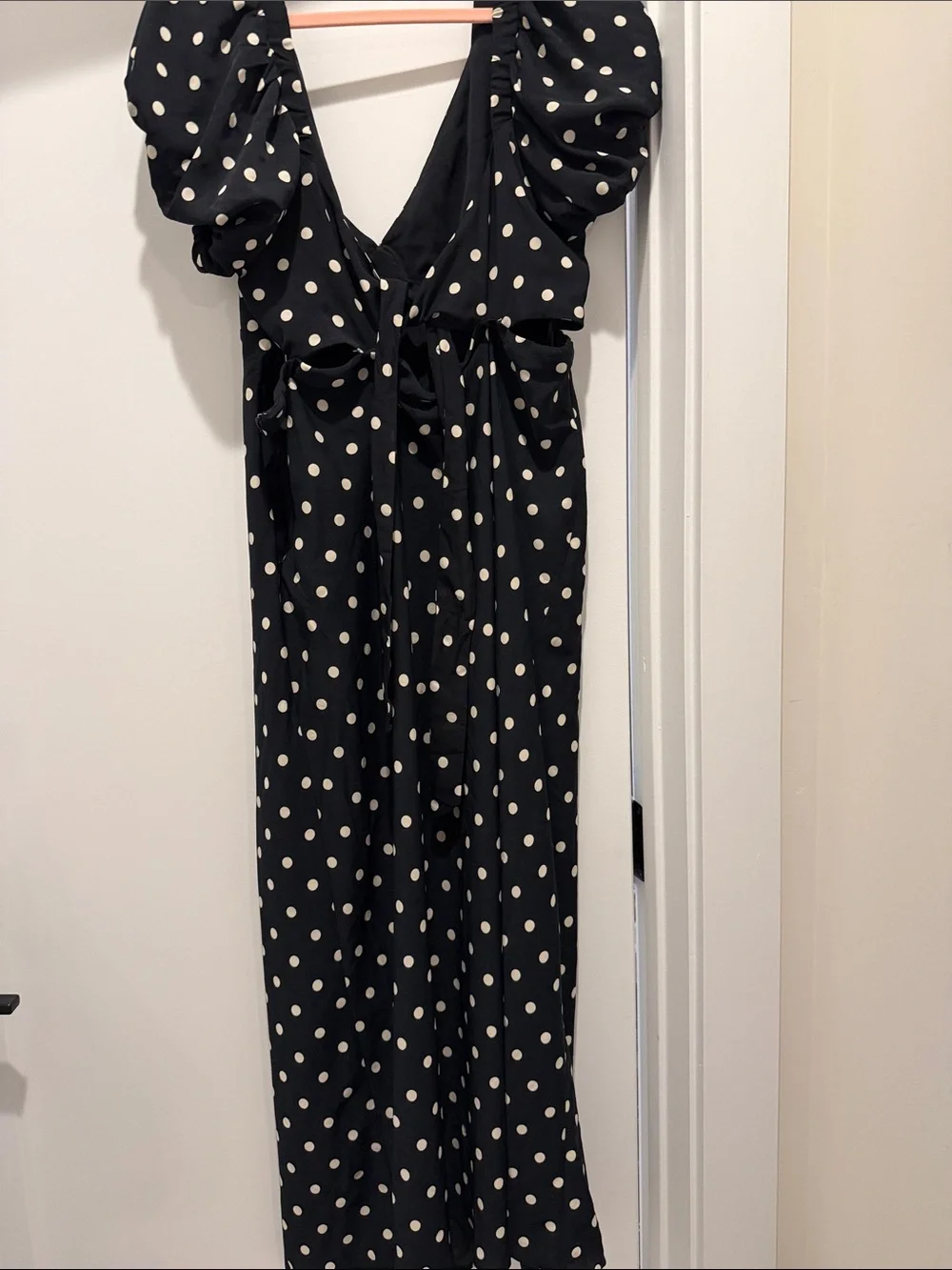 Abercrombie & Fitch Black Maxi Dress with White Polka Dots